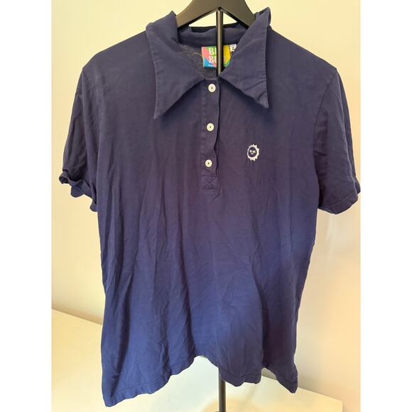 Big Bud Press Men's Wide Collar Cotton Polo Shirt Navy Blue Large - Picture 1 of 3